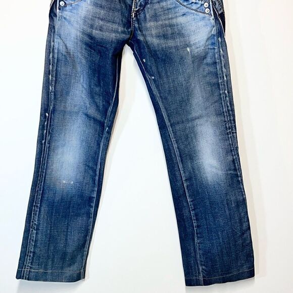 Miss 60 Sixty Rare 90’s Italian Jeans wrap Pockets Distressed Womens Size 28/31 - Picture 3 of 13